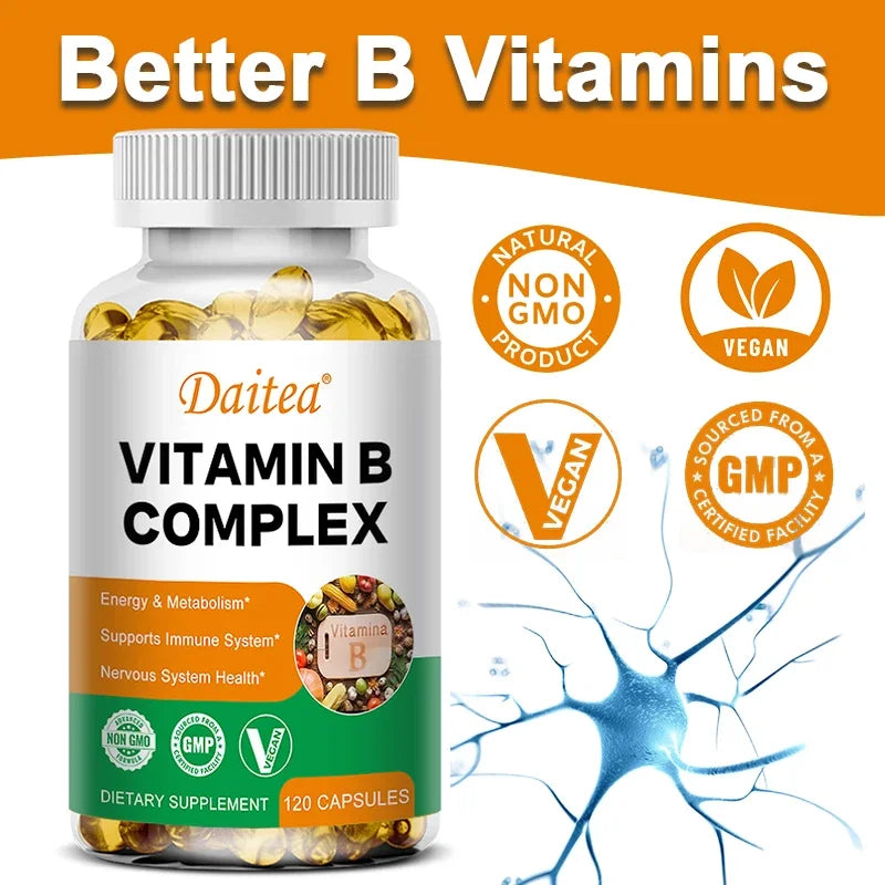 Organic Vitamin B Complex Supplement Capsules