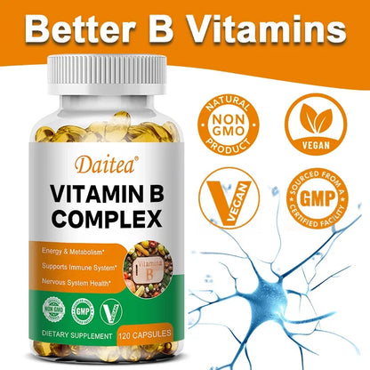 Organic Vitamin B Complex Supplement Capsules