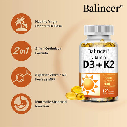 Vitamin D3 + K2 for Bone & Heart Health
