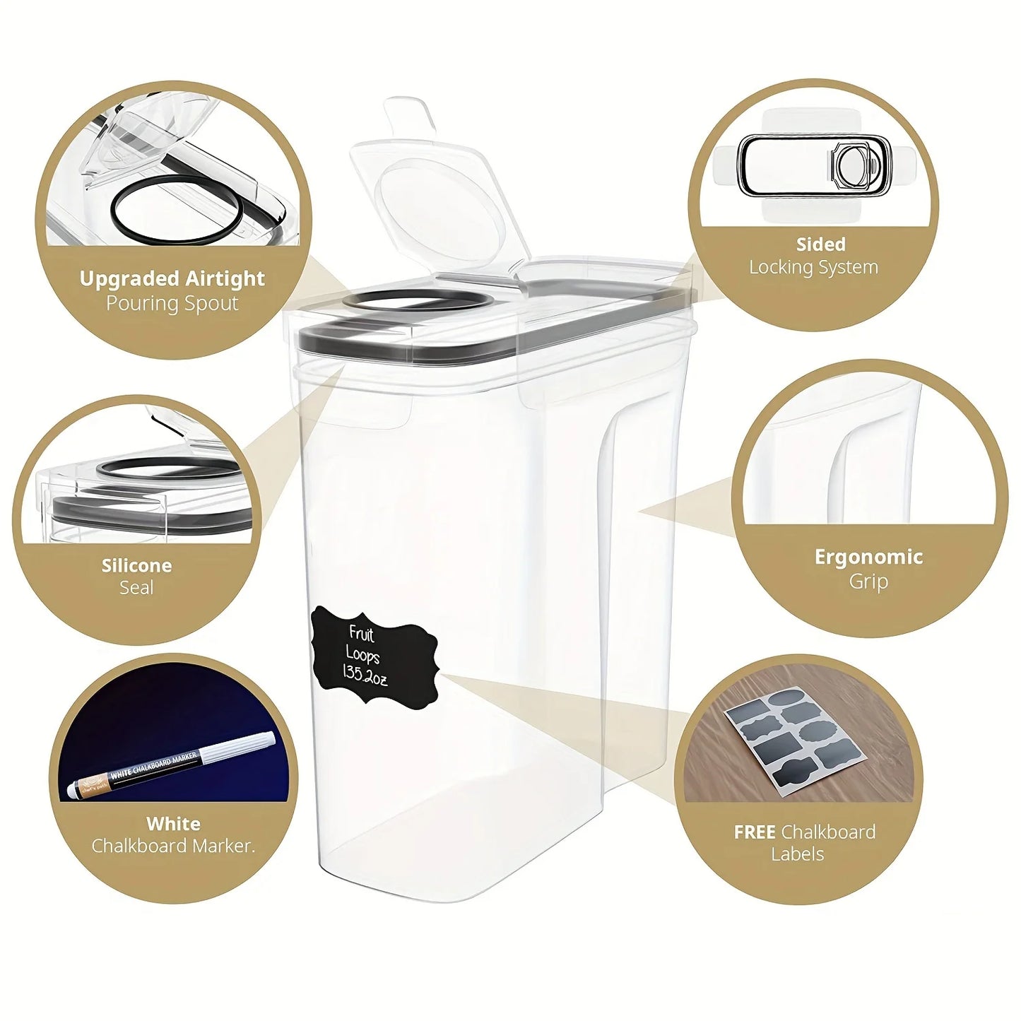 Airtight BPA-Free Cereal Storage Containers