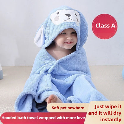 Baby Hooded Bath Towel with Cartoon Animal Design