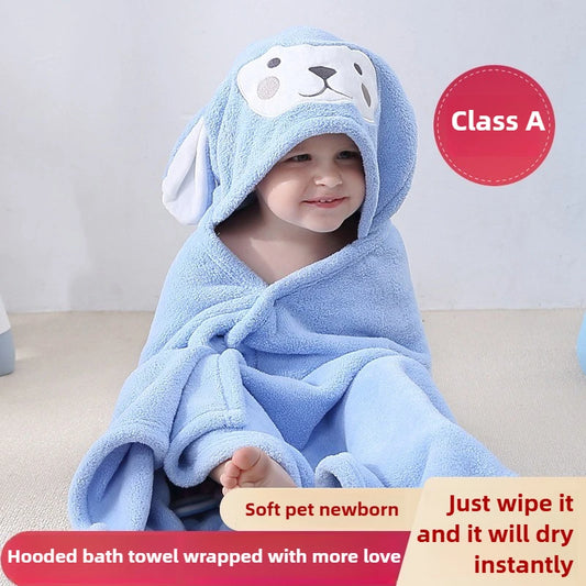 Baby Hooded Bath Towel with Cartoon Animal Design