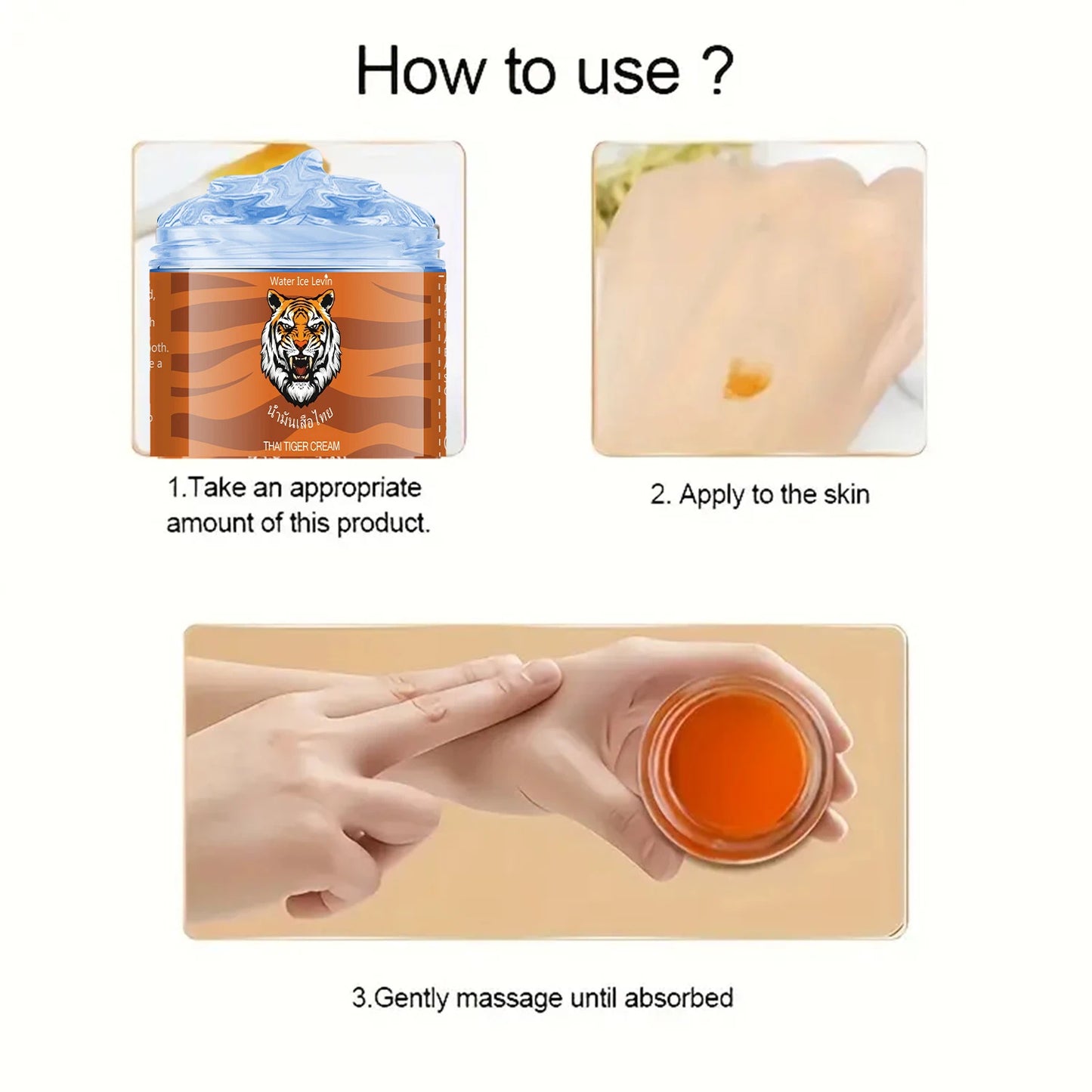 Thai Tiger Label Cream for Skin Massage and Firming