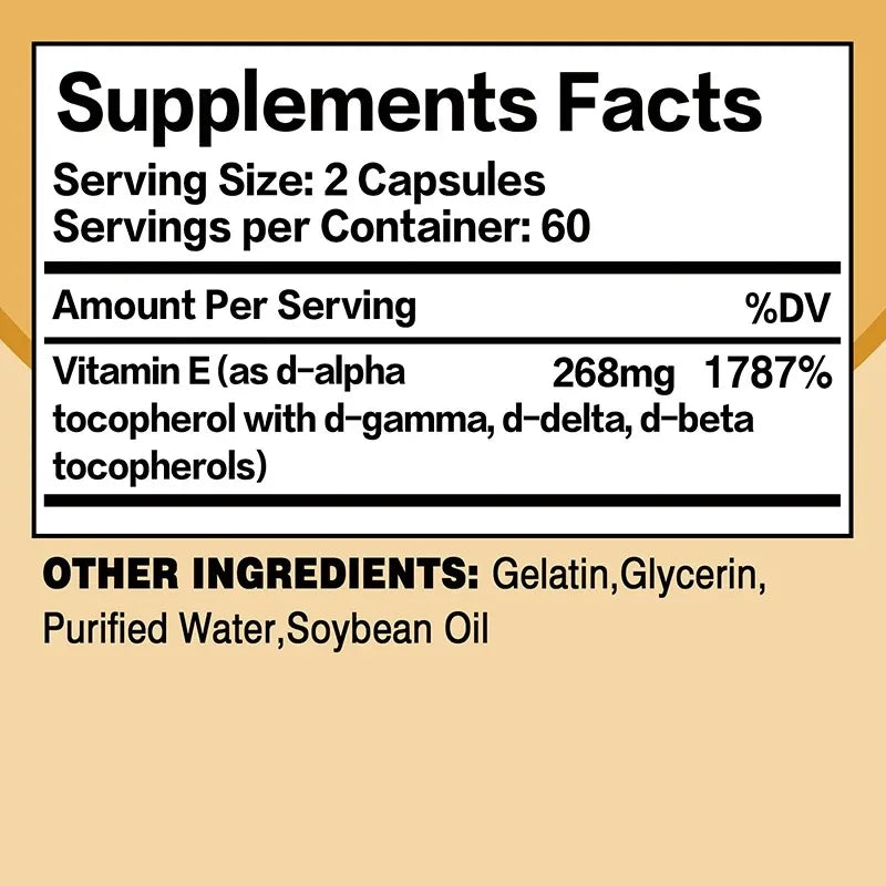 Natural Antioxidant Vitamin E 268mg Formula