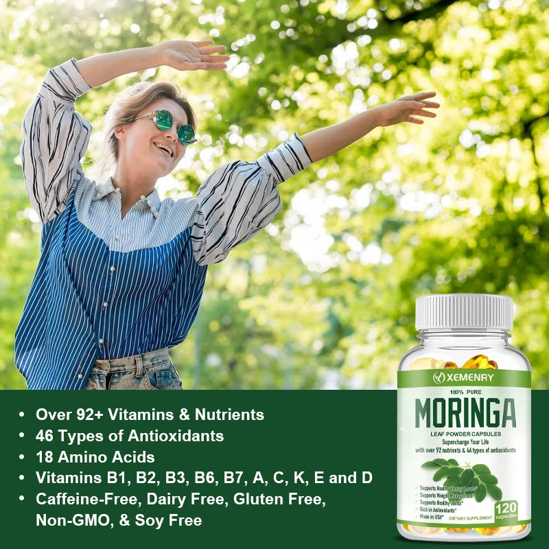 Organic Moringa Capsules for Energy & Wellness