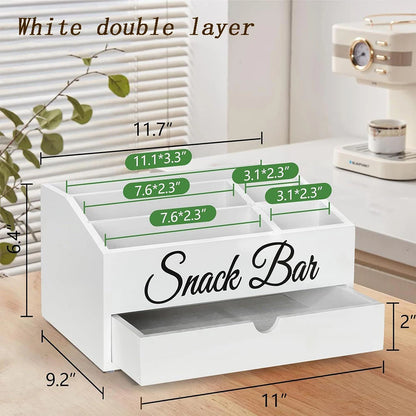 Rustic Wooden Coffee Bar Organizer