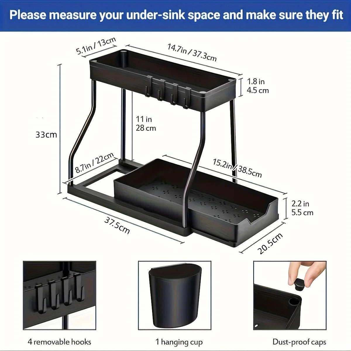 2 Tier Under Sink Storage Organizer
