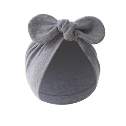 Cute Flower Knot Baby Hat with Bunny Ears