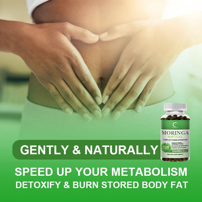 Organic Moringa Leaf Extract 1000mg Serving 100% Pure 120 Caps Immune Support , Strong Antioxidant, Digestive & Gut Health