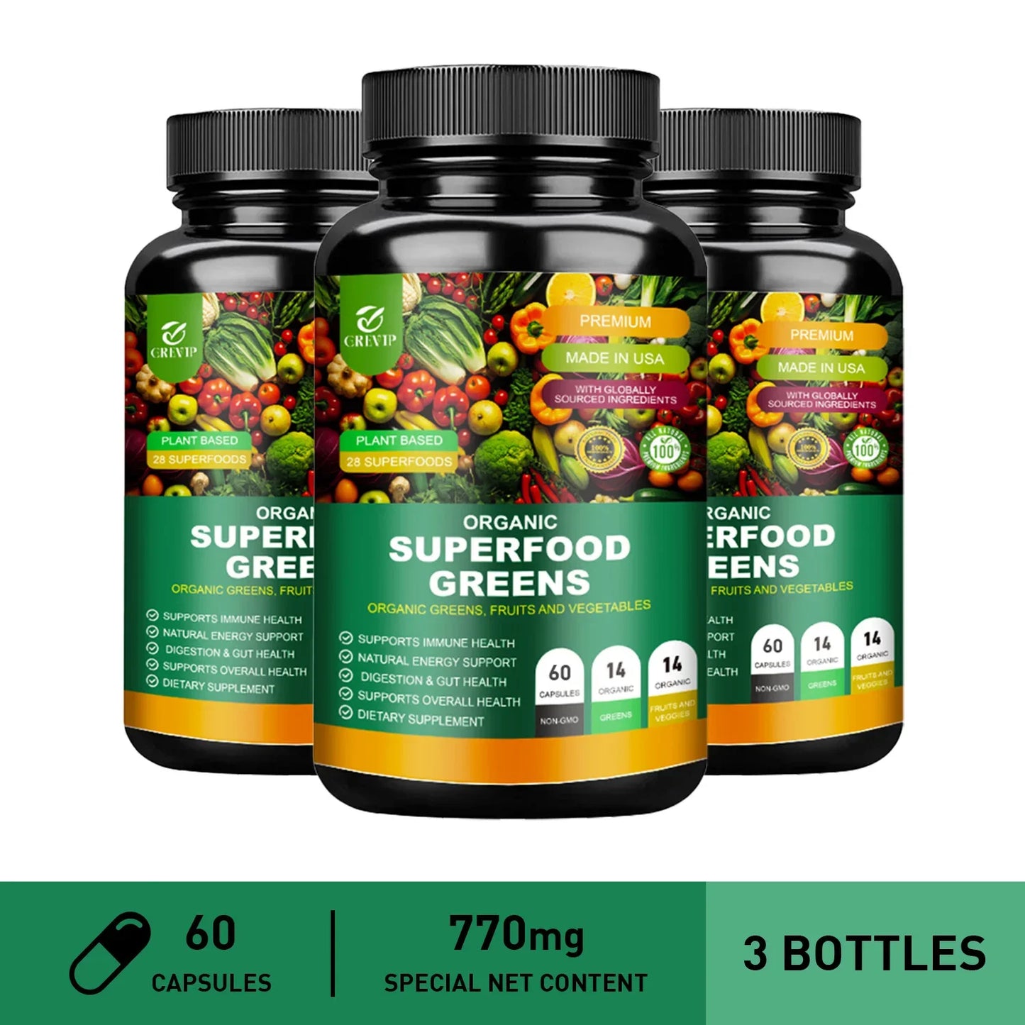 Organic Superfood Greens Digestive Support Supplement