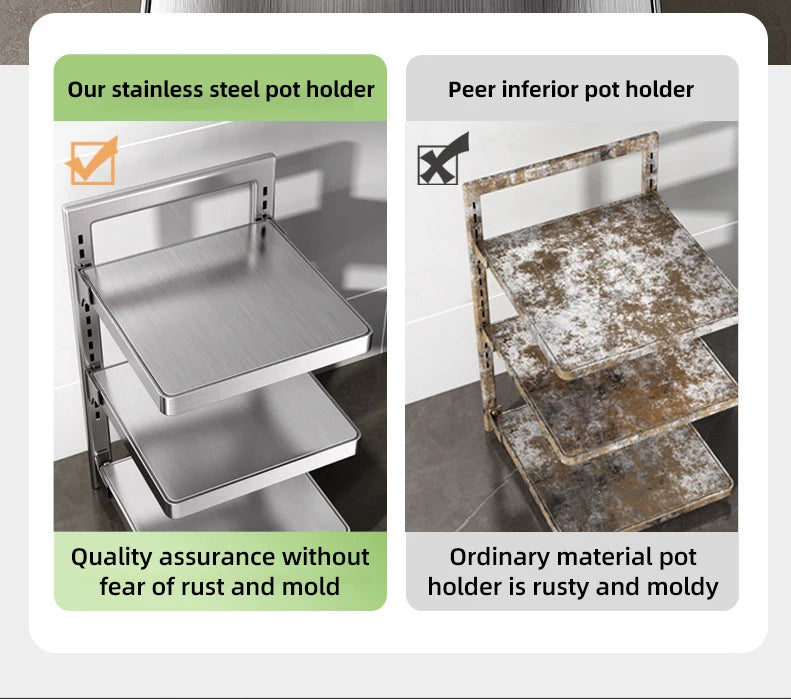 Adjustable Stainless Steel Pot Rack Organizer