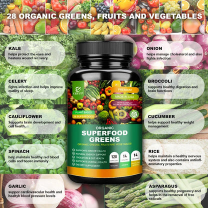 Organic Superfood Greens Digestive Support Supplement