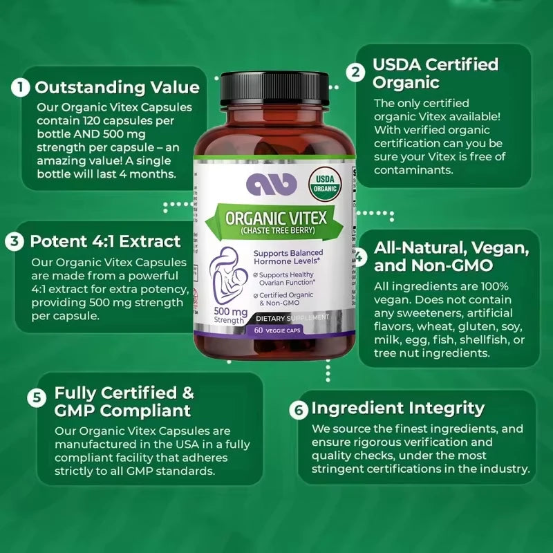 Organic Vitex Herbal Supplement Capsules