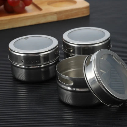 Kitchen Condiment Magnetic Jars