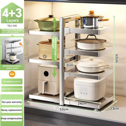 Adjustable Stainless Steel Pot Rack Organizer