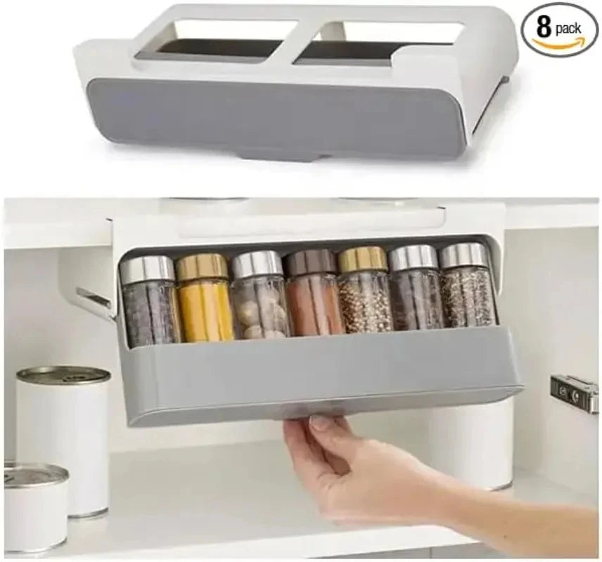 Adjustable Plastic Seasoning Bottle Organizer Rack