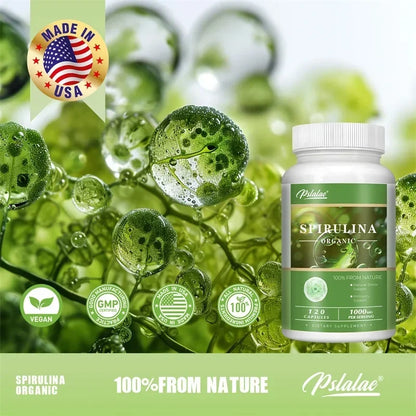 Organic Spirulina Capsules for Eye & Heart Health