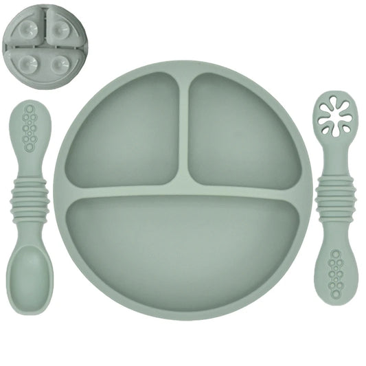 Silicone Baby Dining Plate with Spoon & Fork