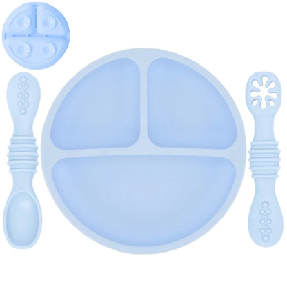 Silicone Baby Dining Plate with Spoon & Fork