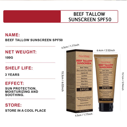 Grass-Fed Beef Tallow Waterproof Sunscreen