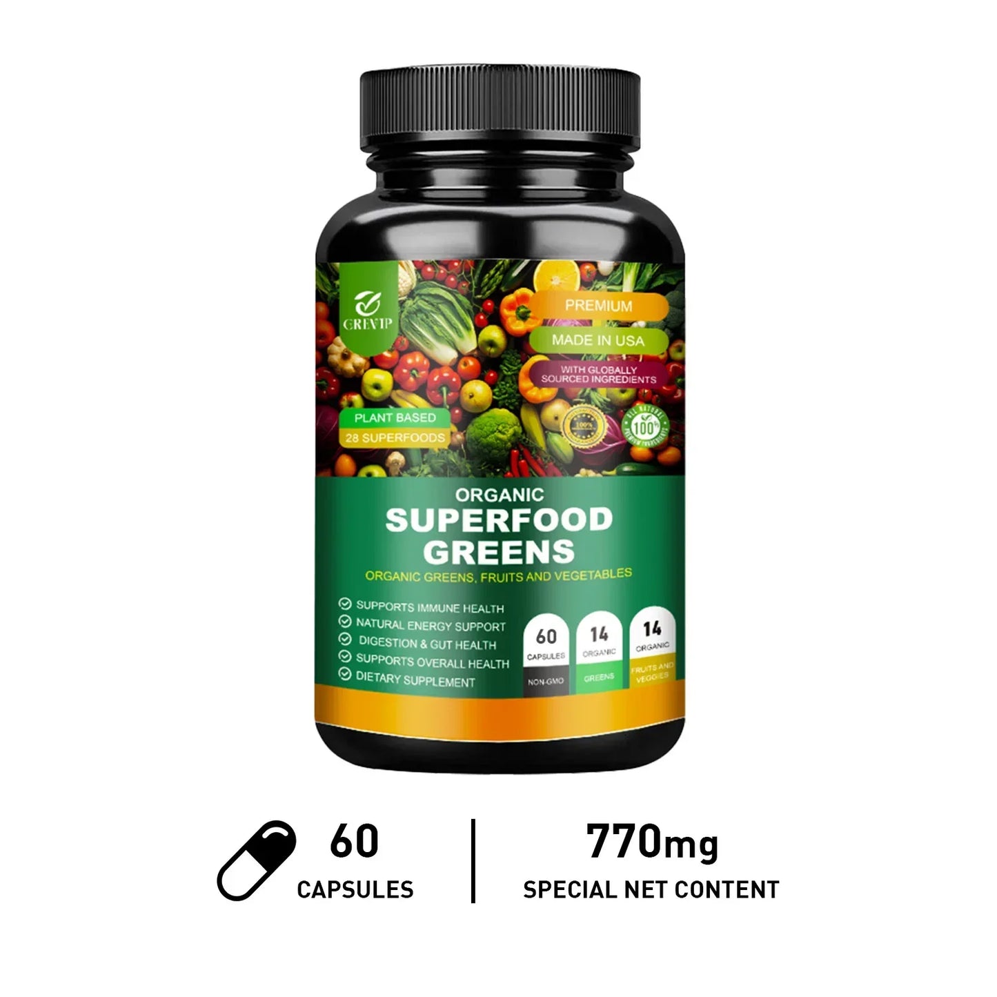 Organic Superfood Greens Digestive Support Supplement