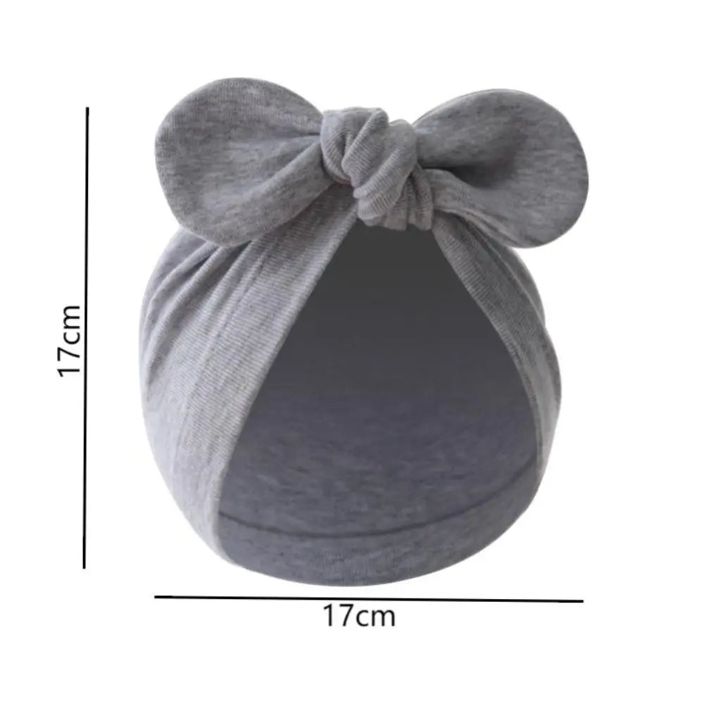Cute Flower Knot Baby Hat with Bunny Ears