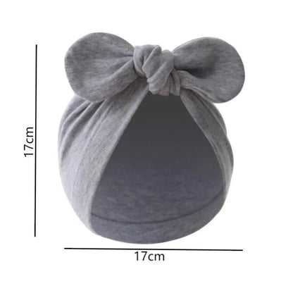 Cute Flower Knot Baby Hat with Bunny Ears