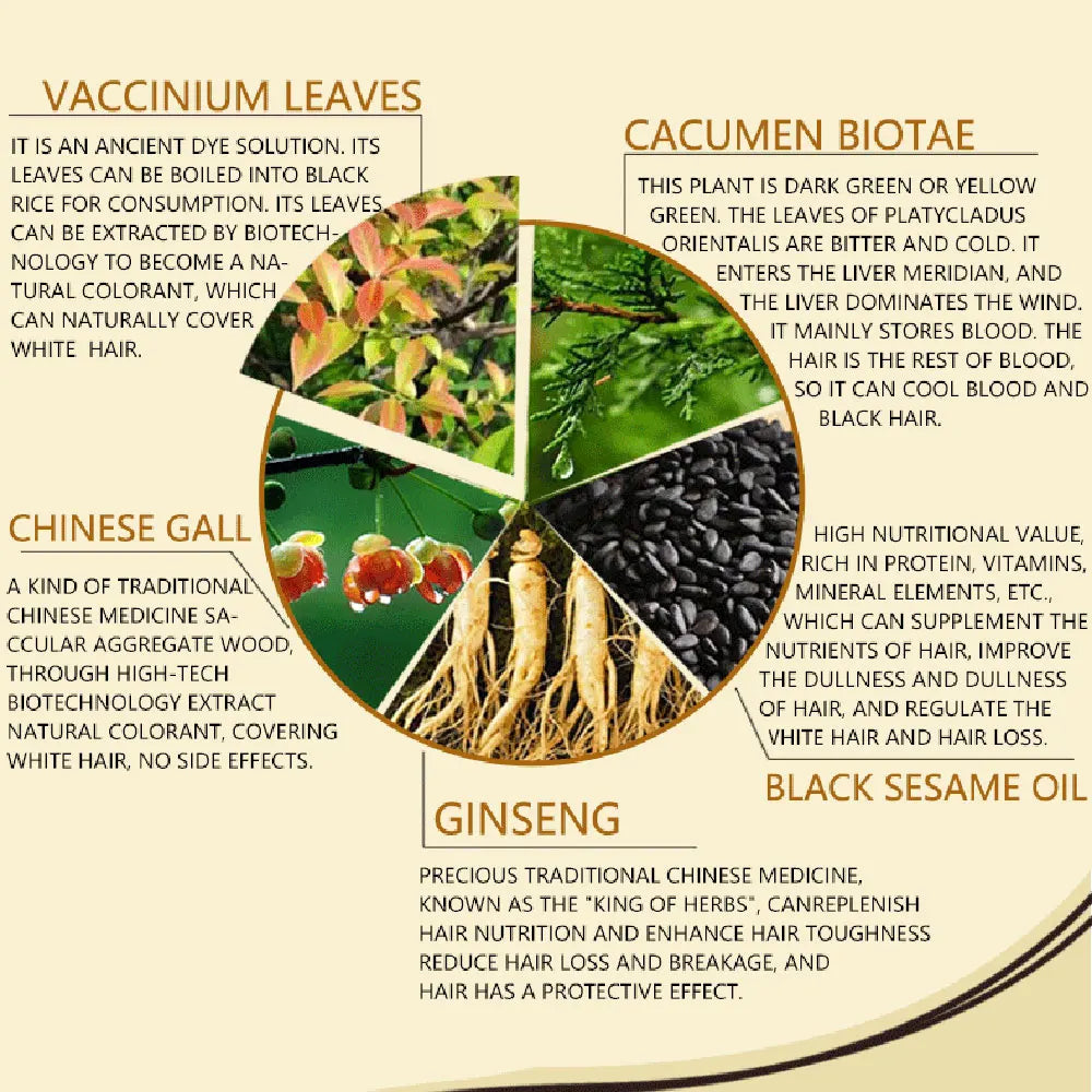 Natural Herbal Hair Color Shampoo for Gray Hair Nourishing Care