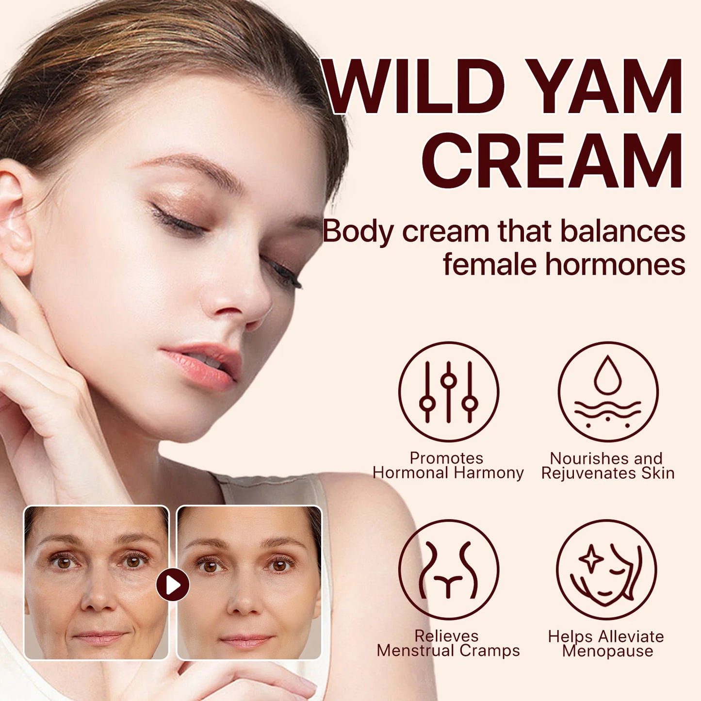 Wild Yam Cream for Women Wrinkle Removal and Hydration