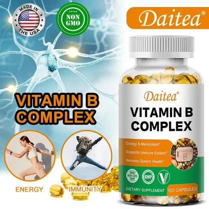 Organic Vitamin B Complex Supplement Capsules