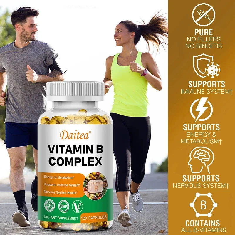 Organic Vitamin B Complex Supplement Capsules