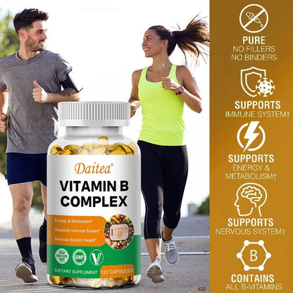 Organic Vitamin B Complex Supplement Capsules