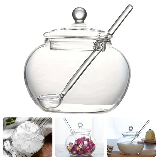 Glass Jar with Lid and Spoon