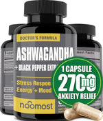 Organic Ashwagandha Capsules Promote Anti-Stress Relief, Natural Mood Support & Focus Support, Natural Energy Supplement, Unisex