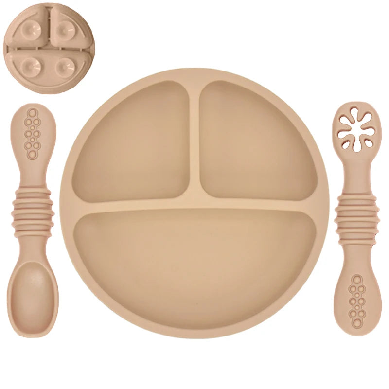 Silicone Baby Dining Plate with Spoon & Fork
