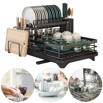 Dish Drying Rack with Drainboard