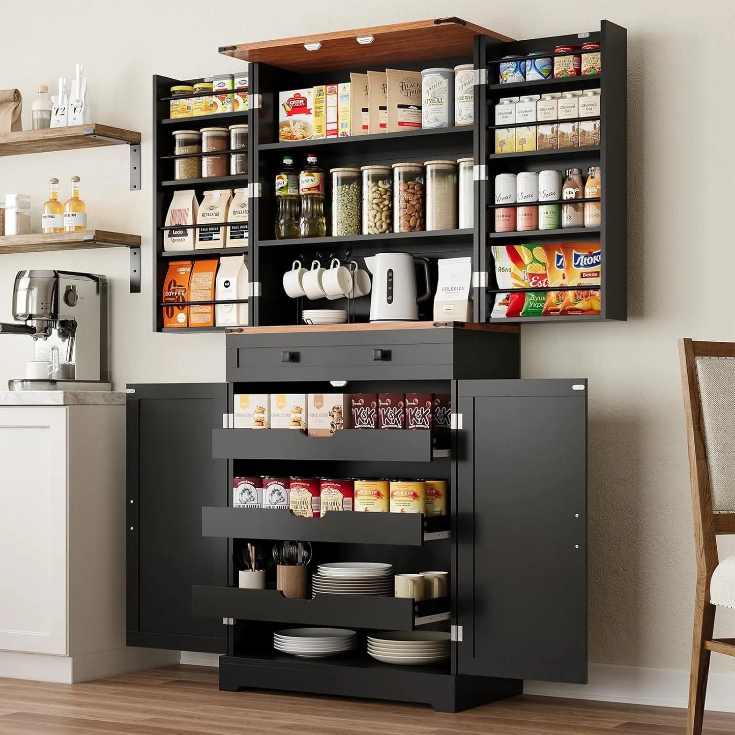 Farmhouse Kitchen Pantry Storage Cabinet