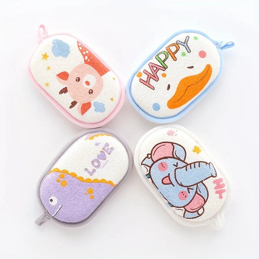 Cartoon Baby Bath Sponge and Scrub Towel