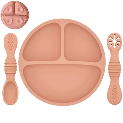 Silicone Baby Dining Plate with Spoon & Fork