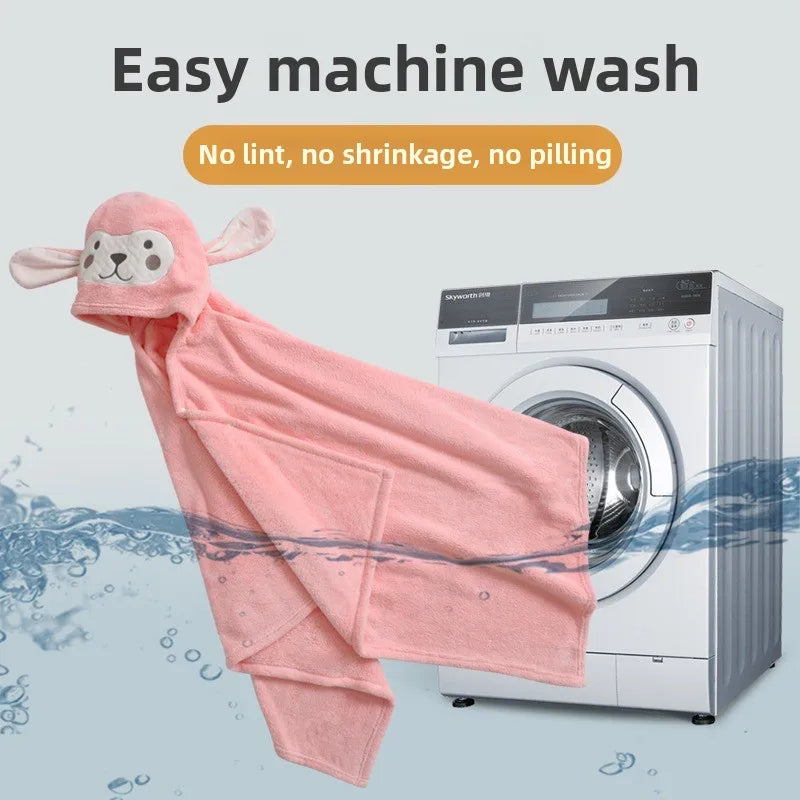 Baby Hooded Bath Towel with Cartoon Animal Design