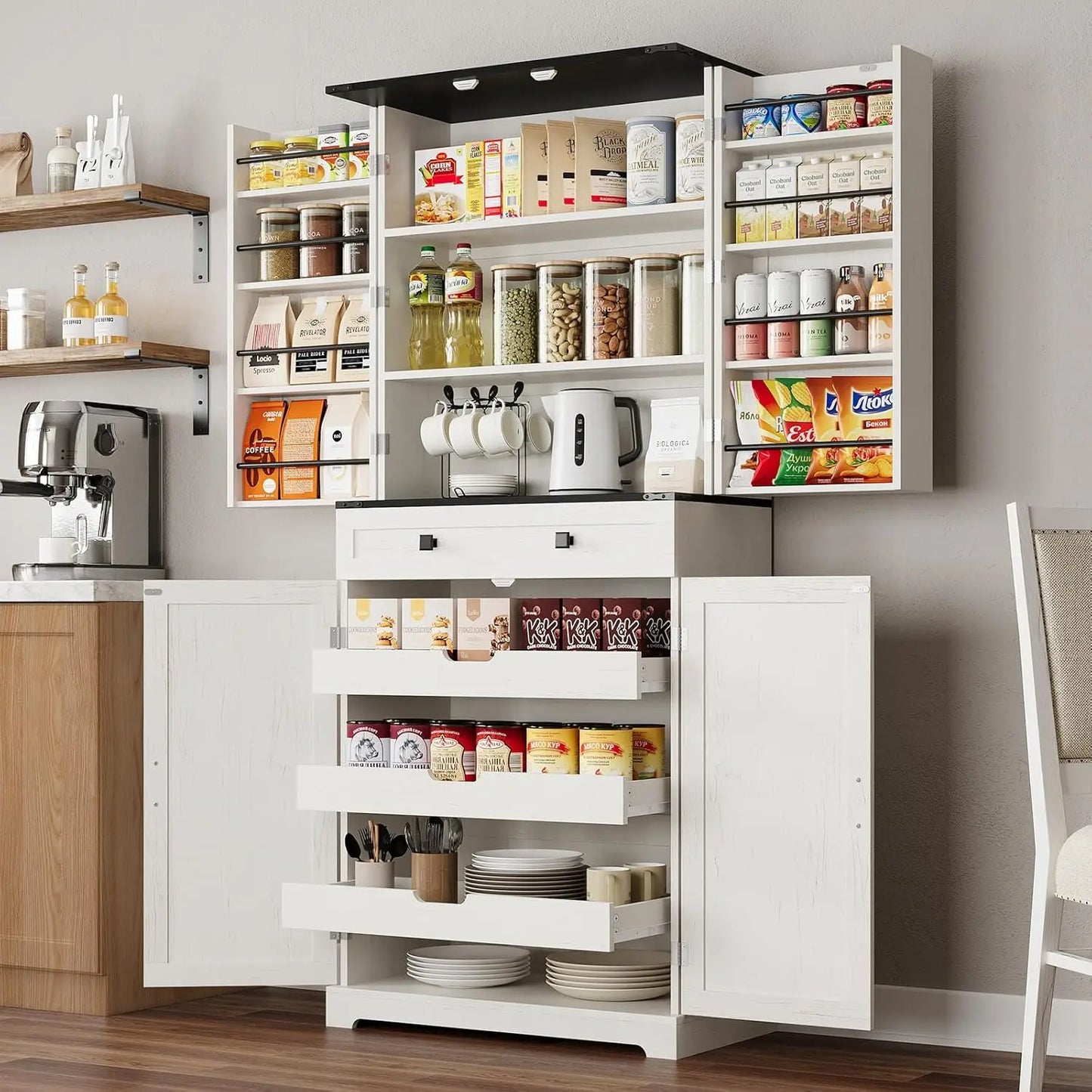 Farmhouse Kitchen Pantry Storage Cabinet