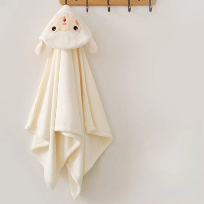 Baby Hooded Bath Towel with Cartoon Animal Design