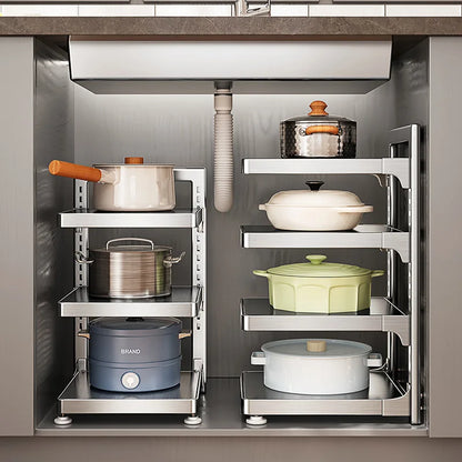 Adjustable Stainless Steel Pot Rack Organizer