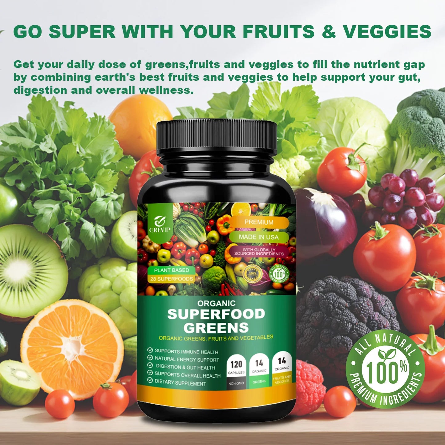 Organic Super Greens Health Supplement
