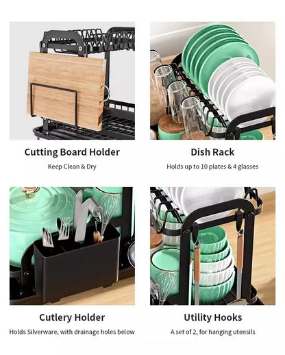 Multifunctional Double Layer Tableware Drain Rack