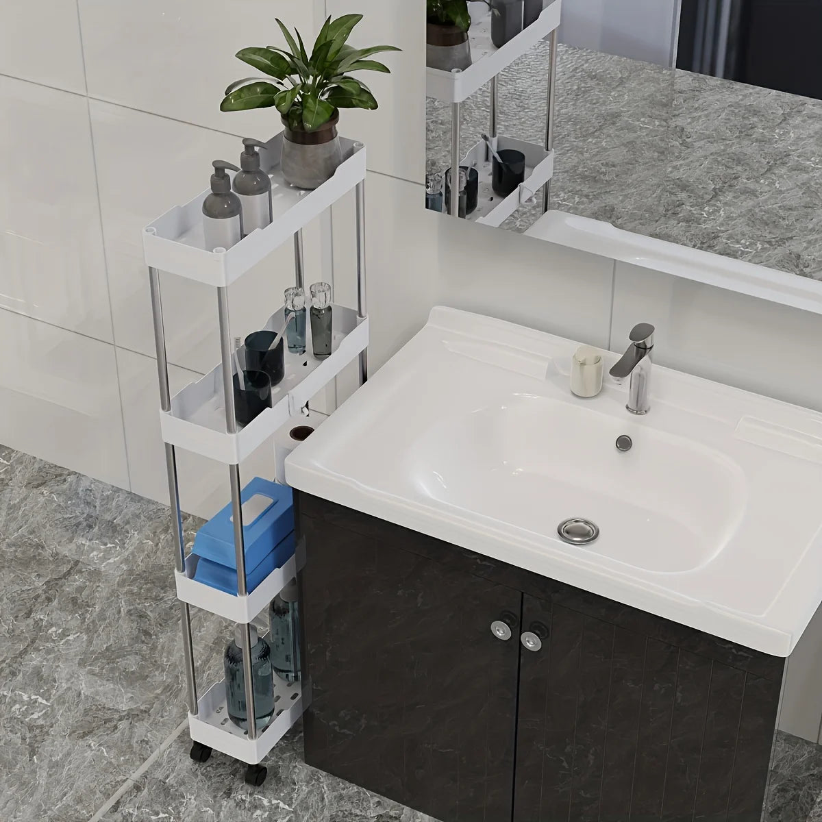 Slim Rolling Storage Rack Organizer