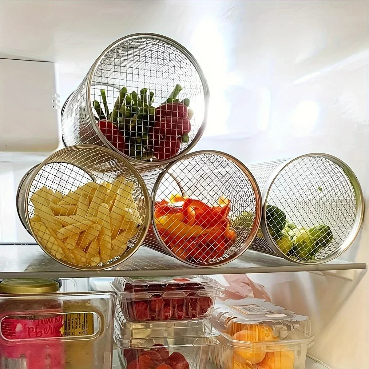 Large BBQ Rolling Grill Basket