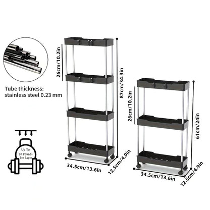 Slim Rolling Storage Rack Organizer